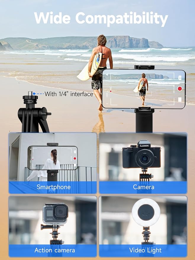Rollei Auto Face Tracking Tripod, Smartphone Gimbal Stabilizer 64'' Selfie Stick Tripod Holder 360° Rotation for iPhone/Android Stand for Filming Streaming Tiktok Video Vlog