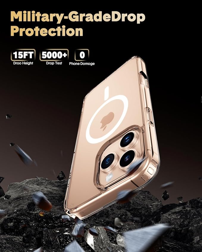 for iPhone 16 Pro Case,Compatible with MagSafe,Magnetic Slim Cover,Anti-Yellowing & Shockproof,Full Camera Protection,Includes Screen & Lens Protectors,Clear Protective Case