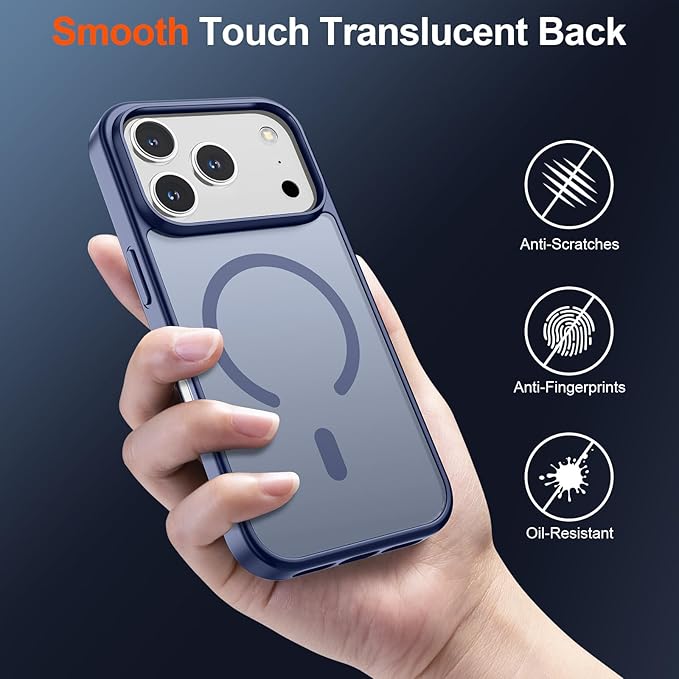 SUPFINE Magnetic for iPhone 17 Pro Case (Compatible with MagSafe)(Military Grade Drop Protection) Translucent Matte Shockproof with Anti-Fingerprint Phone Cover,Lavender Gray