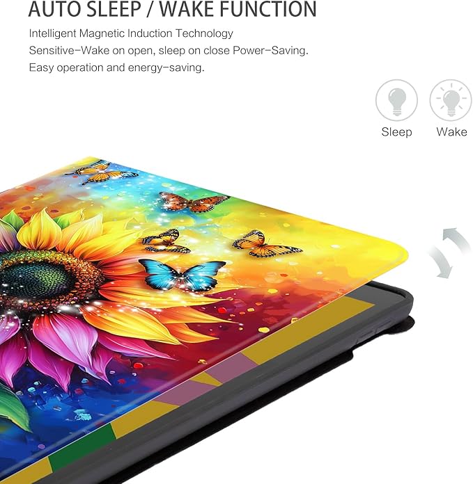 for iPad 9th Generation Case, iPad 8th Generation Case, iPad 7th Generation Case,ipad case 9TH generation 10.2 inch Shockproof Multi-Angle View Adjustable Stand Auto Wake/Sleep Oil Painting Sunflowers