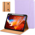 DTTO for iPad Pro 11 inch Case (M5/M4) 2025/2024, Premium Leather Business Folio Stand Cover with Pencil Holder - Auto Wake/Sleep and Multiple Viewing Angles, Lavender