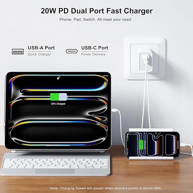 iPhone 15 16 17 Pro Max Charger, Upgraded Certified 3-Pack 20W Durable Dual Port PD Block Fast USB-C Wall Charger for iPhone14/15/16/17/Pro Max, XS/XR/X, iPad Pro, AirPods Pro, Samsung