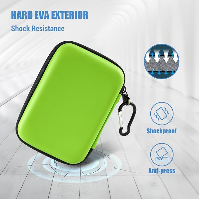 ProCase Hard Drive Case for Canvio Basics Western Digital WD Elements My Passport Seagate Portable Backup Plus Slim 1TB 2TB 3TB 4TB USB 3.0, 2.5”, Samsung T9 Portable External Hard Drive Case -Green