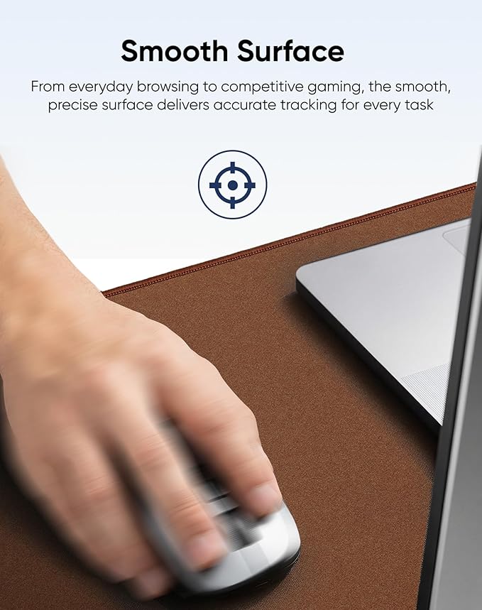 Reniteco Waterproof Large Gaming Mouse Pad with Durable Stitched Edges, Non-Slip Rubber Base, Grainy Jacquard Mouse Mat Desk Pad for Home Office Gaming, 35.4''x15.7''x0.12'', Matte Brown