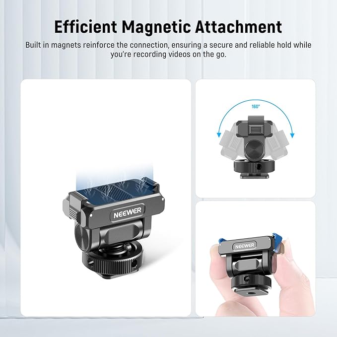 NEEWER Action Camera Cage Kit Compatible with DJI Osmo Action 5 Pro 4 3 DJI Mic, Protective Frame Accessories with Quick Release Cold Shoe Mount & Magnetic Mount Adapter, AC011+AC012+ AC014