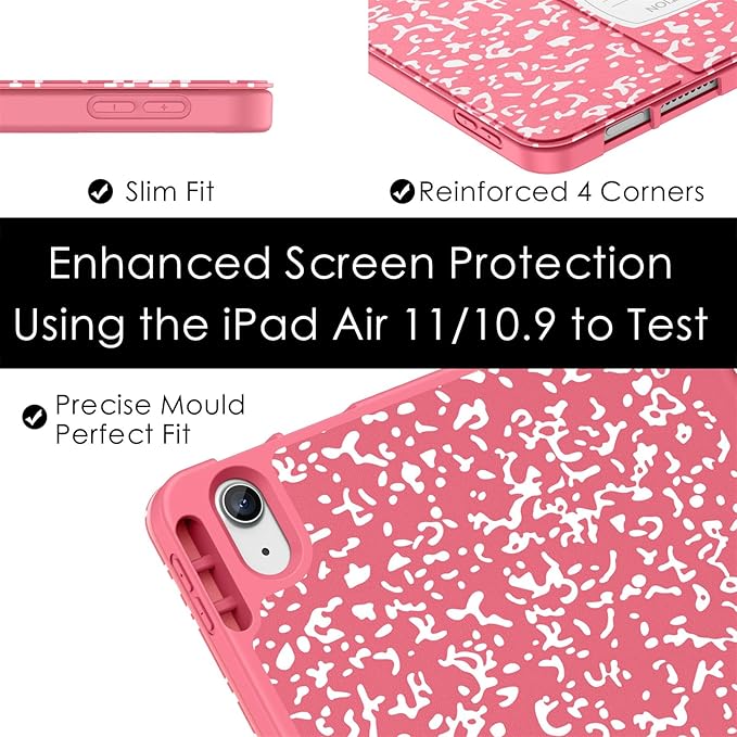 Soke Case for New iPad Air 11 Inch (M4/M3/M2, 2026-2024), iPad Air 5th/4th Generation 10.9 Inch (2020-2022) with Pencil Holder, Soft TPU Back Cover & Auto Sleep/Wake, Book Watermelon