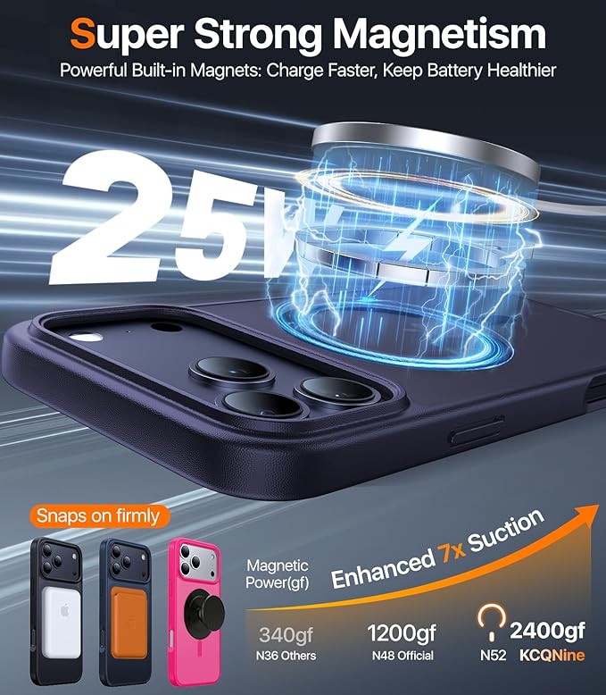 Magnetic for iPhone 17 Pro Case,[Anti-Slip][Compatible with MagSafe][Military Grade Drop Protection] Shockproof Protective Translucent Matte Phone Case for iPhone 17 Pro Case,Titanium Blue