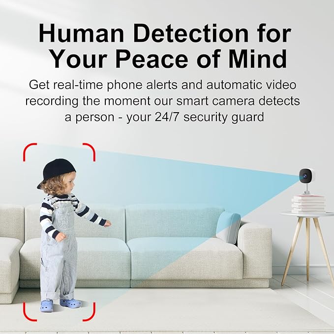 EVERSECU 2K Magnetic Security Camera for Home, Night Vision, Compact Pet Camera with Phone App, Motion Detection, 2-Way Audio, 2.4ghz WiFi Baby Monitor, Compatible with Alexa, Supports RTSP&ONVIF