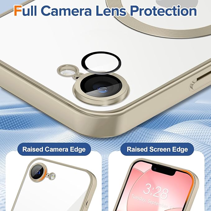 Hython Magnetic Clear for iPhone 17e Case with Camera Lens Protector [Compatible with MagSafe] Luxury Plating Edge Slim Soft TPU Cover Protective Phone Case for iPhone 17e 6.1", Matte Gray