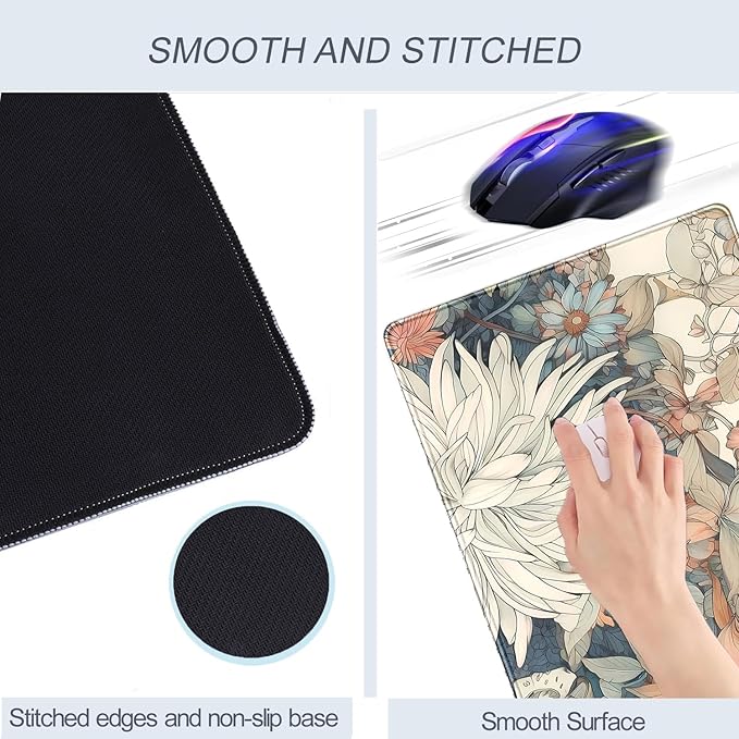Japanese Floral Desk Mat Boho Aesthetic Flower Desk Matt for Desktop Large XXL Gaming Mouse Pad Extended Deskpad Laptop Keyboard Computer Mat Office Decor for Women 31.5 X 15.7