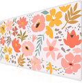 iCasso Desk Matt for Desktop, Cute Desk Pad Mat, XXL Large Mouse Pad, Anti-Slip Big Mousepad with Stitched Edges, Keyboard Pad Mouse Mat for Computer, Work, Gaming (Flowers Leaves)