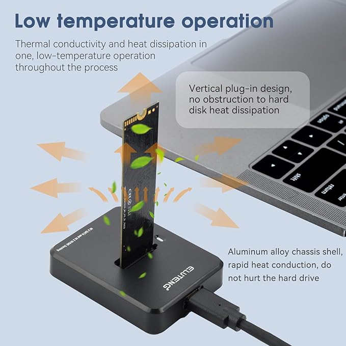 ELUTENG M.2 NVMe & SATA to USB C Docking Station Dual Protocol M.2 to USB C Adapter 10Gbps External SSD Enclosure for M Key, B+M Key Support 2280 2260 2242 2230 SSDs with 2in1 Cable