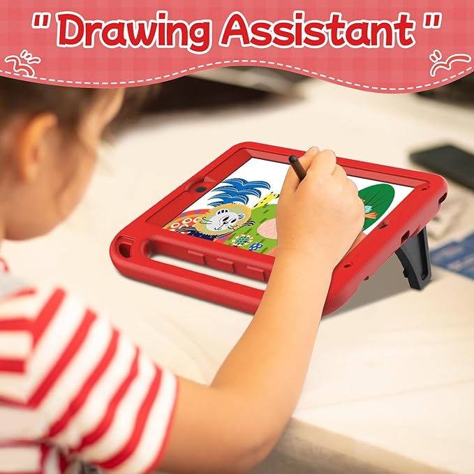 BMOUO Kids Case for iPad 9.7 2018/2017/iPad Air 2/1/Pro 9.7-Built-in Screen Protector Shockproof Handle Convertible Stand Case for iPad 9.7 Inch 2018 (6th Generation)/2017 (5th Generation)/Air 2, Red