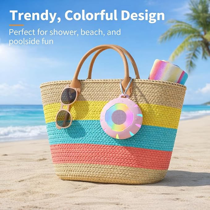 HEYSONG Waterproof Shower Bluetooth Speaker, Durable & Portable with Clear Sound, Ideal for Shower, Pool, Beach & Kayaking – Great Gifts for Girls, Women