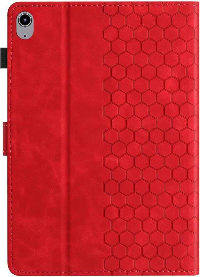 DTangLsm for iPad A16 Case iPad 11th Generation Case 11-inch 2025, iPad 10th Generation Case 10.9-inch 2022, Smart PU Leather Folio Stand Cover with Pencil Holder, Auto Wake/Sleep, Honeycomb Red