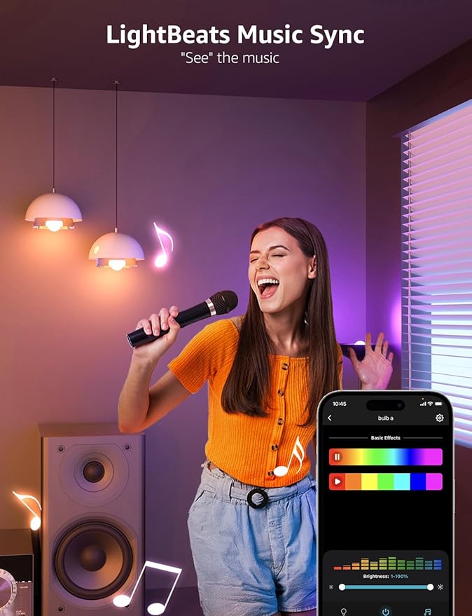 Lepro B1 AI Smart Light Bulbs - WiFi & Bluetooth RGBWW Color Changing LED Bulb Works with Alexa & Google Assistant, Personalized Al Lighting Designer, AI Voice Control, Music Sync, 2.4GHz Only, 8 Pack