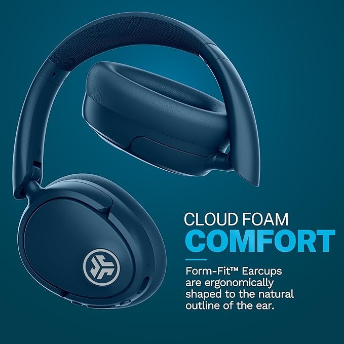 JLab JBuds Lux ANC, Over Ear Headphones, Active Noise Cancelling, Bluetooth, Limited Edition Navy
