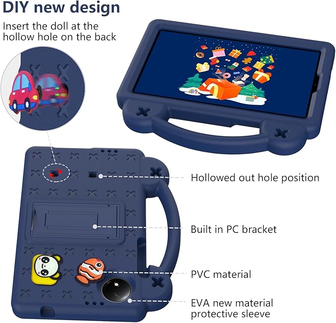 AKABEILA Compatible with Doogee U11/U11 Pro 2025 11 inch/Tab G6/Tab G6+ 11 inch/Infinix Xpad 20 2025 inch/Umidigi G7 Tab Pro 2024 11 inch Tablet Case, Shoulder Strap & Stand Handle Navy Blue