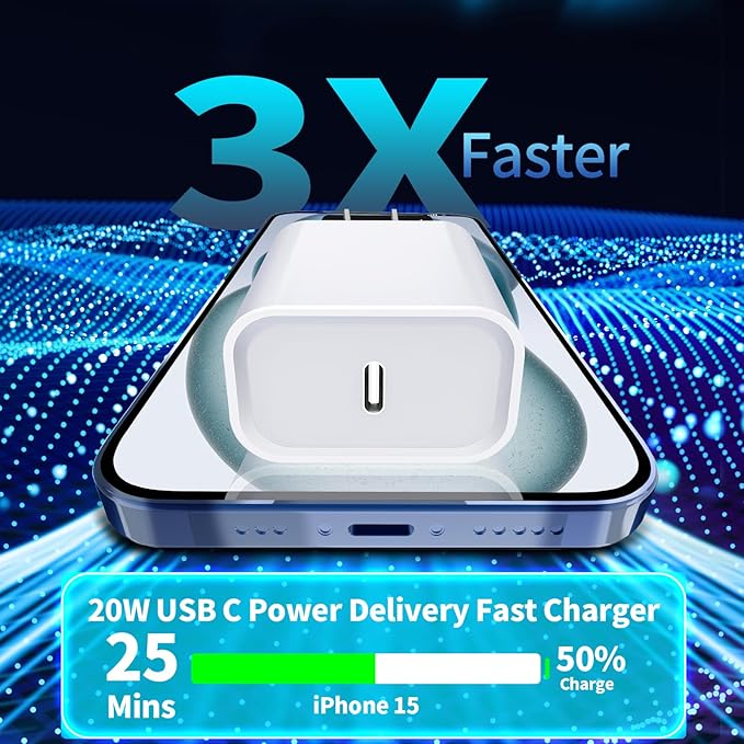 [Apple MFi Certified] iPhone 17 Charger Fast Charging, Stuffcool 4Pack PD 20W USB C Chargers Dynamic Power Adapter Type C Wall Charger + 6FT Type C Cable for iPhone 17/17 Pro/17 Pro Max/16 Pro/15/iPad