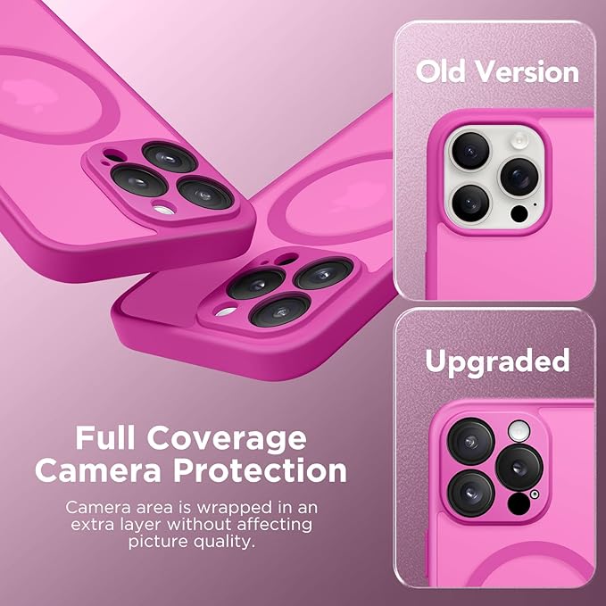 CAPRRO Magnetic for iPhone 13 Pro Max Case, [Compatible with MagSafe] [Full Camera Protection] Shockproof Protective Slim Translucent Matte Phone Case for iPhone 13 Pro Max 6.7'', Shocking Pink