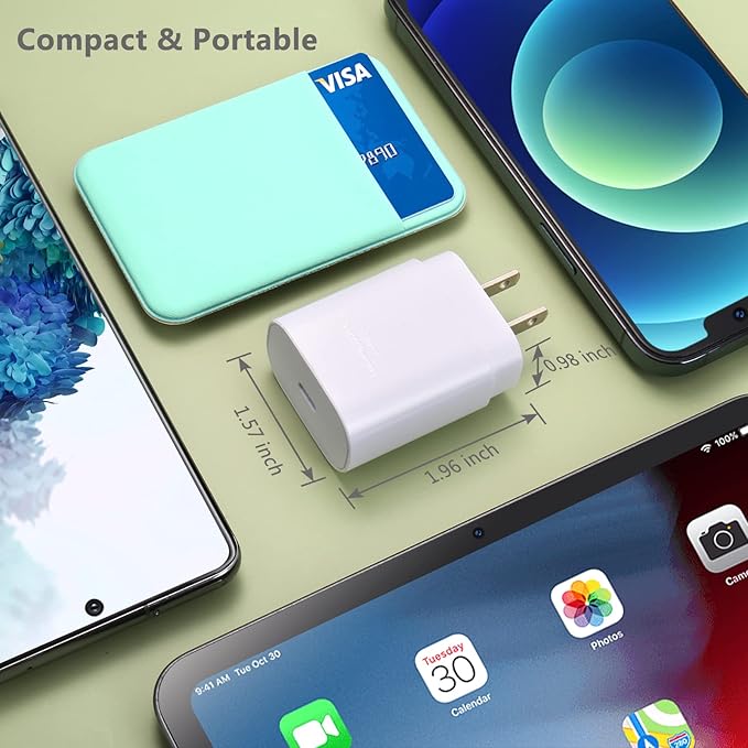 USB C Charger Block, Costyle 3 Pack 25W Super Fast Charger Type C Charging Block Compatible iPhone 15/14/13/12 Mini/11 Pro Max/XS/XR/SE/iPad Pro, Samsung S25/S24/S23/S22 Ultra/S21 Plus/S20 FE-White