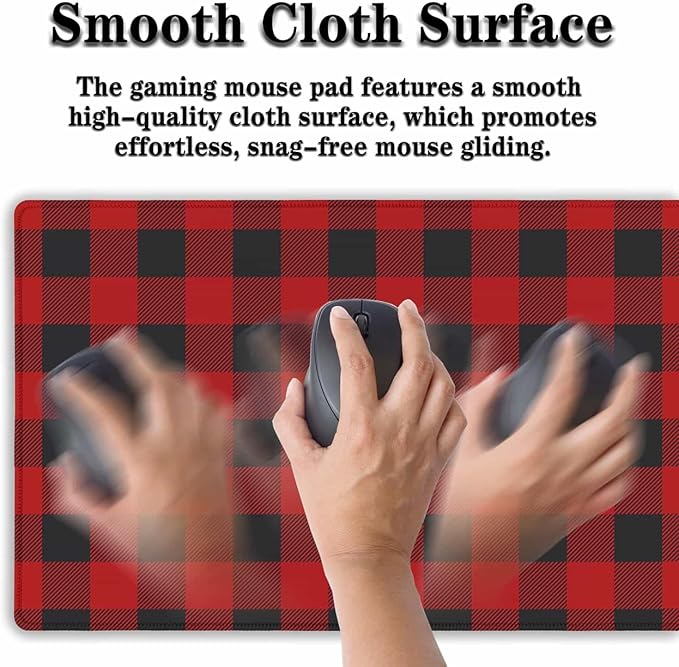 Buffalo Plaid Mousepad, XXL Big Mouse Pads Computer Desk Pads, Mat Non-Slip Rubber Base Waterproof with Stitched Edges, 35.4 X 15.7 inch for Work/Game/Office/Home Scottish Tartan