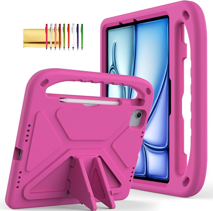 Dteck Case for iPad Air 5th/4th Generation(2022/2020), iPad Pro 11 Case 2022/2021/2020/2018, Shockproof Protective Handle Stand Pencil Holder Kids Case for iPad Air 5/4 10.9" & iPad Pro 11",Rose