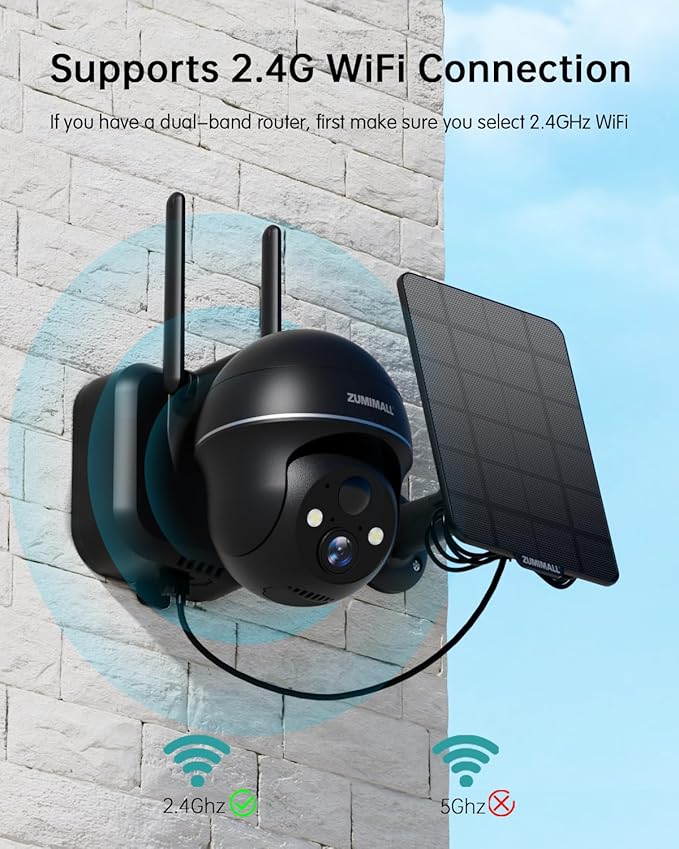 ZUMIMALL 2K Solar Security Cameras Wireless Outdoor 4-Pack, Solar Powered Cameras for Home Security with 360° View, Color Night Vision, 2-Way Talk, AI Alert, Siren, CloudEdge App, Black