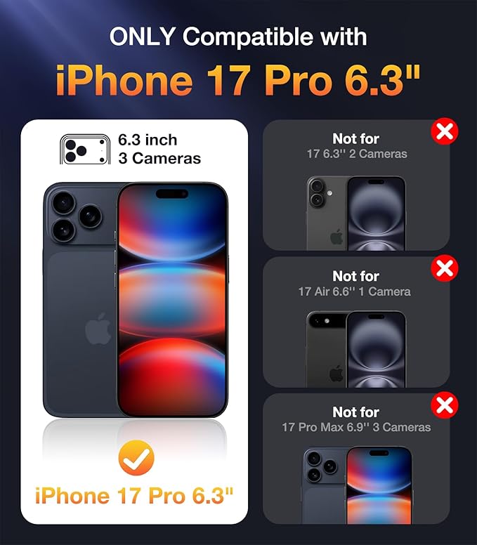 Diaclara Magnetic Designed for iPhone 17 Pro Case 6.3'' [Full Camera Protection] Full Body Bumper,[Compatible with MagSafe] Phone Case w/Built-in Privacy Screen Protector,Black