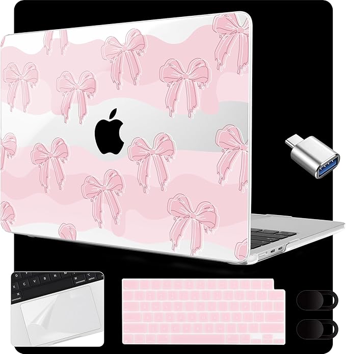 MEEgoodo Case for M5/M4/M3/M2 MacBook Air 15 inch Case 2026 2025 2024 2023, Laptop Shell Fit Model (A3448/A3241/A3114/A2941) for MacBook Air 15.3-inch, Melted Bow