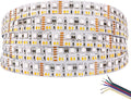 Brightest RGB+CCT Flexible led Strip Lights 270LEDs/Meter 5050 RGB + 2835 Warm White Daylight White Double Row Super Bright RGBWW Non-Waterproof Flexible LED Tape Light(DC24V 5meter/16.4ft)
