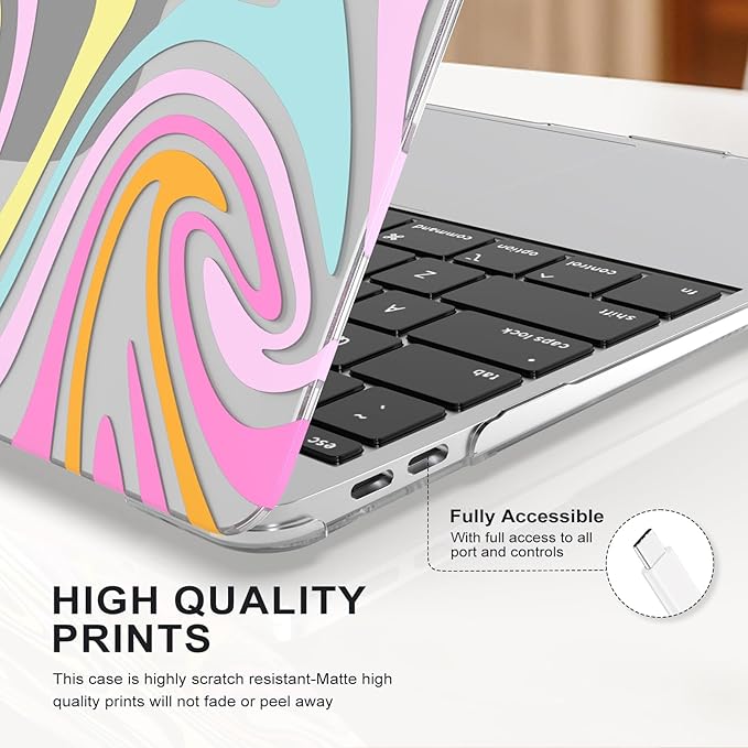 iCasso Compatible with MacBook Air 13 inch Case 2021, 2020-2018 Release M1 A2337 A2179 A1932, Colorful Fluid Protective Hard Shell Case +Keyboard Cover + Screen Protector（Fluid）