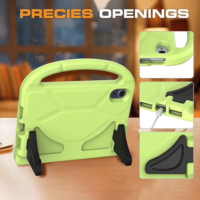 Kids Case for iPad mini 7 (A17 Pro) 2024/ Mini 6 2021, iPad mini 7th/6th Generation Case with Screen Protector - Shockproof with Handle Stand Protective Cover for iPad 8.3 Inch, Lime Green
