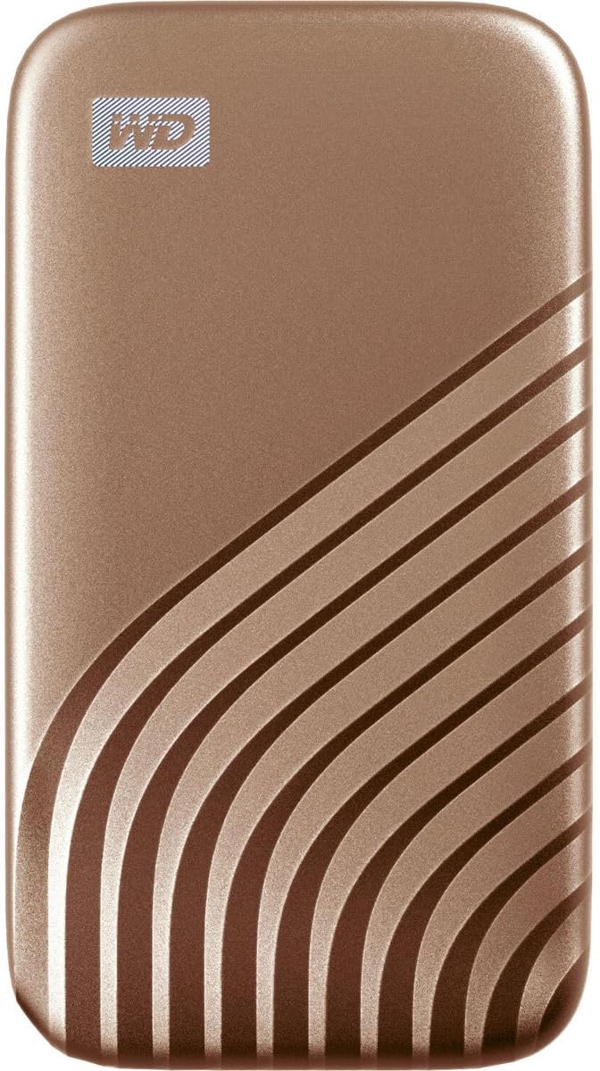 Western Digital 2TB My Passport SSD Portable External Solid State Drive, Gold, Sturdy and Blazing Fast, Password Protection with Hardware Encryption - WDBAGF0020BGD-WESN