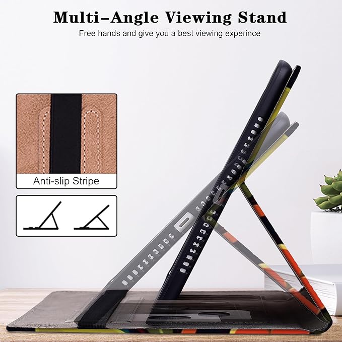 Case for iPad (A16) 11th Generation 11 Inch (2025), iPad 10th Generation 10.9 Inch (2022), Multi-Angle Viewing PU Leather Case with Elastic Band, Pencil Holder & Card Slots-Watercolor