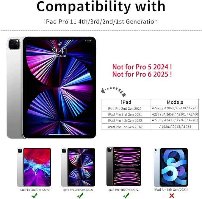 Kenke New iPad Pro 11 Inch Case 4th/3rd/2nd/1st Generation 2022/2021/2020/2018 Support 2nd Pencil Charge with Built-in Left Side Pencil Holder, Hard Frosted Back Cover & Colored Edge (Purple)