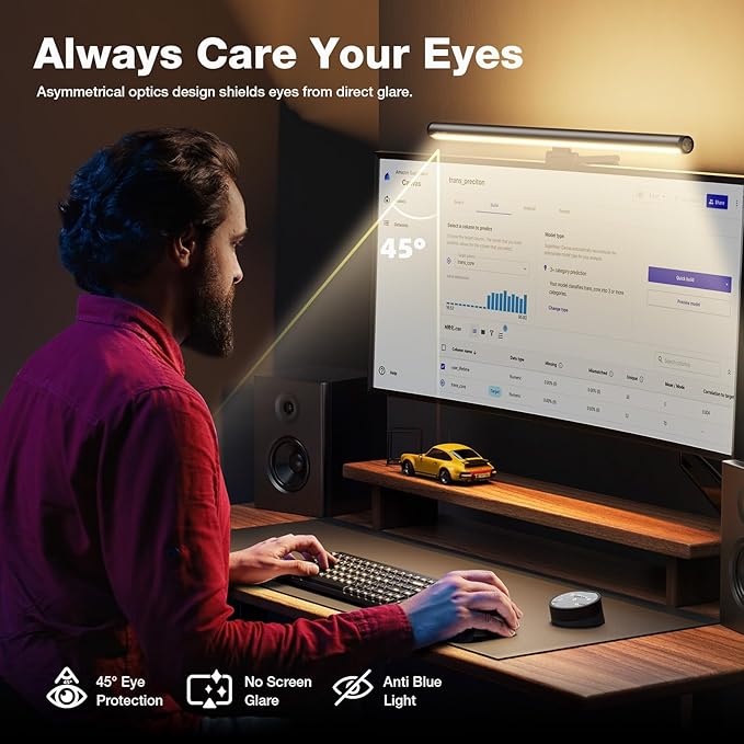 Douxlife Monitor Light Bar, Backlight with Touch Switch＆ Remote Dual Control, Eye-Care Computer Light with Stepless Dimming and Color Temperature for Home Office Gaming, Grey