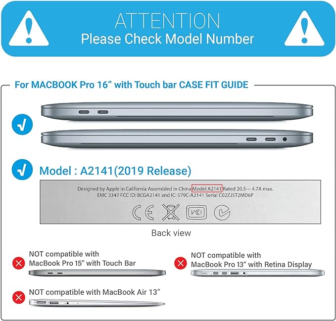 IBENZER Compatible with MacBook Pro 16 Inch Case A2141 Release 2020 2019, Hard Shell Case with Keyboard Cover & Type C Adapter for Old Version Mac Pro 16’’, Royal Blue, T16-RBL+1TC