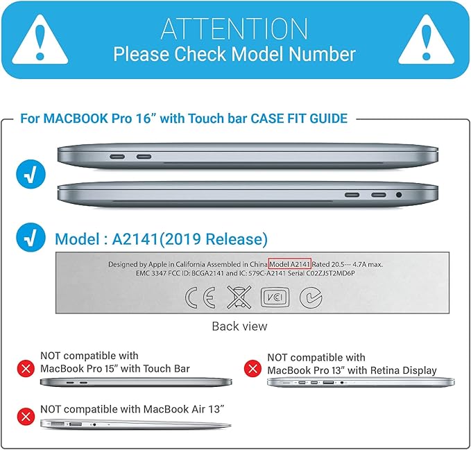 IBENZER Compatible with MacBook Pro 16 Inch Case A2141 Release 2020 2019, Hard Shell Case with Keyboard Cover & Type C Adapter for Old Version Mac Pro 16’’, Gray,T 16GY+1TC