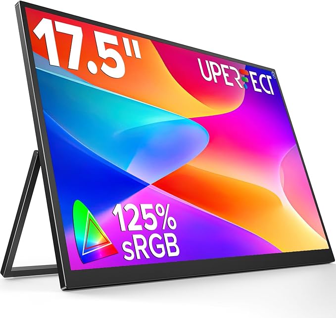 UPERFECT 17.5" Portable Monitor 1920×1200 FHD 16:10 IPS 125% sRGB 400 nits USB-C & HDMI Laptop Extender with 180° Adjustable Stand, Travel Second Screen for MacBook, PC, Phone & Gaming