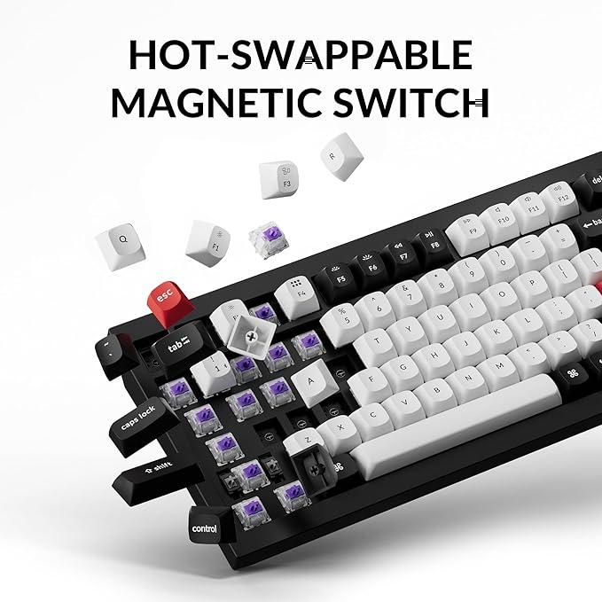 Keychron Q3 HE Wireless Custom Keyboard, 2.4 GHz/Bluetooth/Wired QMK Rapid Trigger 80% TKL Hot-Swappable Programmable RGB Gateron Double-Rail Magnetic Switches Gaming for Mac Windows, Carbon Black