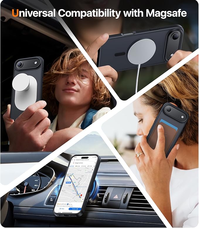Magnetic for iPhone Air Case 2025,[Anti-Slip][Compatible with MagSafe][Military Grade Drop Protection] Shockproof Protective Translucent Matte Phone Case for iPhone 17 Air Case,Black