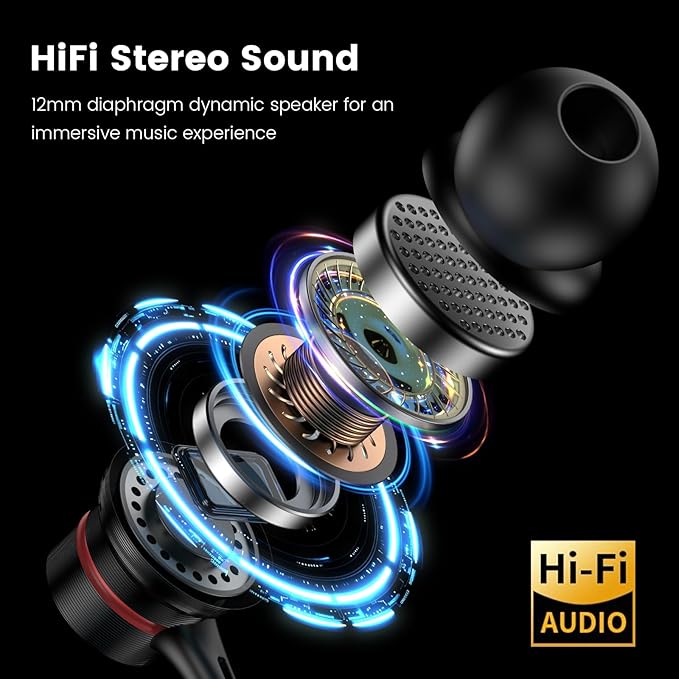 MOSWAG Wired Headphones, 3.5mm Wired Headphones with Microphone, 1/8 inch in-Ear Line Control Headsets Compatible with Mobile Phones, Desktop PCs, Tablets, Laptops, MP3s, MP4s, 2 Pack