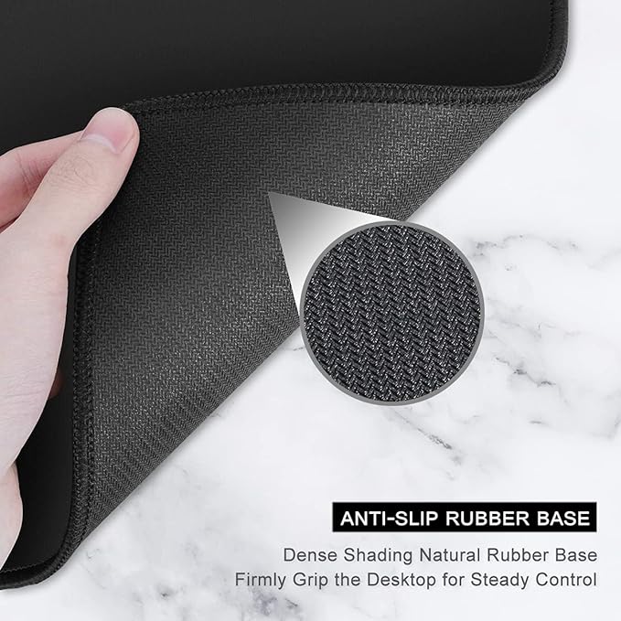Auhoahsil Extended Mouse Pad, XXL Gaming Mouse Pads, Large Big Mousepad Laptop Computer Keyboard Mat Desk Pad with Non-Slip Base and Stitched Edge for Gaming Office, 35.5 x 15.7 inch, White Marble