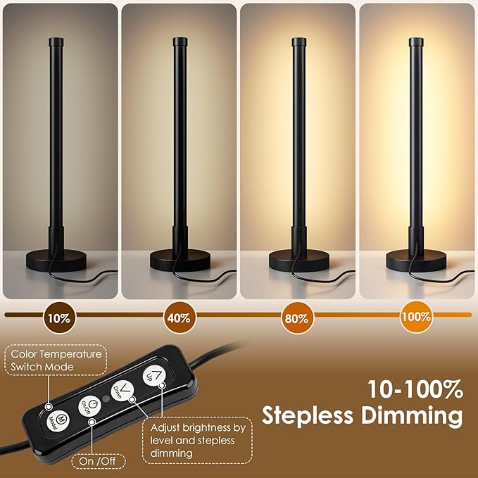 Table Lamp with Remote，Dimmable Small Lamp Desk Lamp with Multiple Color Temperatures，Nightstand Lamp,Table Lamp for Bedroom,Living Room,Office,Reading,Desk(Black)