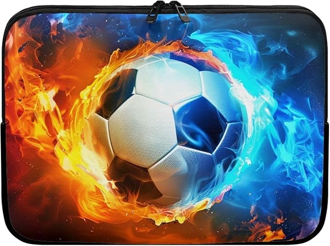 Water and Flame Football Laptop Protective Sleeve for Men Boys Computer Sleeve 15 inch Laptop Case Bag Portable Computer Carrying Case Suitable GITS for Teens