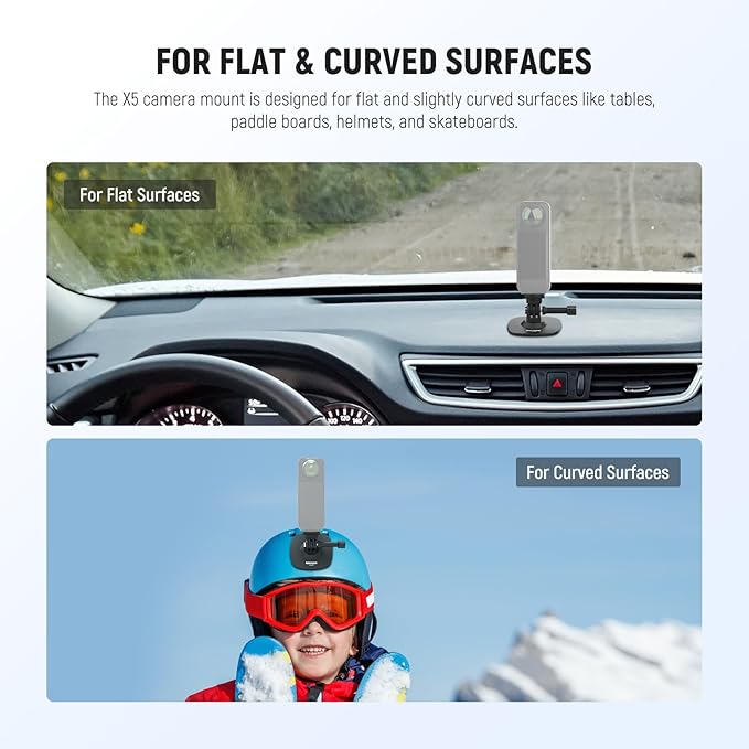 NEEWER Adhesive Mount 2 Pack Compatible with Insta 360 GoPro DJI AKASO Action Camera, 180° Flexible Car Helmet Holder Base Adapter for POV Video Recording Live Streaming, for 1/4" Accessories, CA159