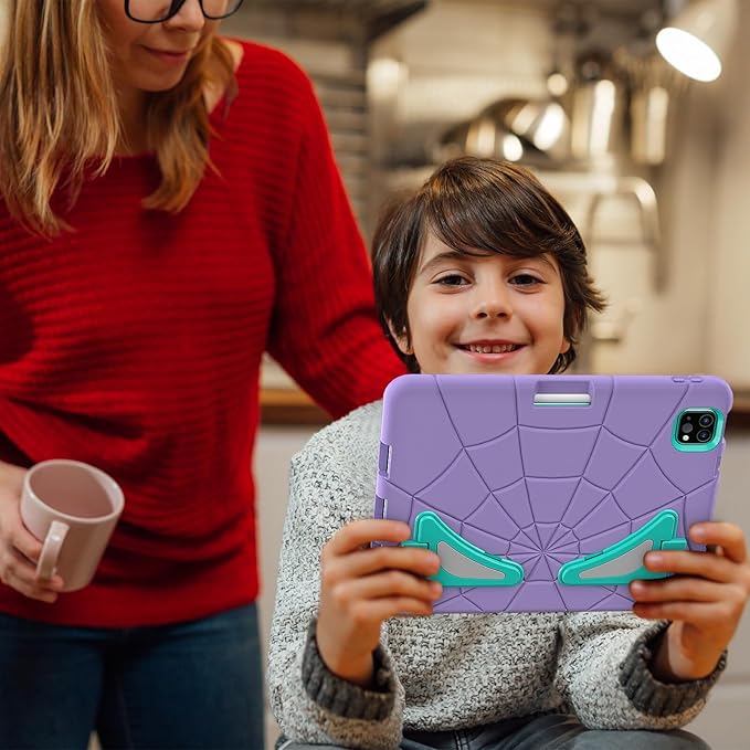 AKABEILA Compatible with Apple iPad Pro 11 inch(2018)/Apple Air 4 10.9(2020)/Air 5 10.9(2022)/Air 6 M2 (2024)/Air 7 M3 (2025) Tablet Case，Cover with Kickstand for Kids Children Boys Purple Mint Green