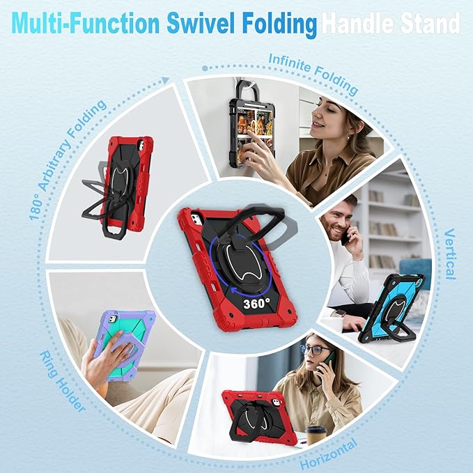 WESOROL for iPad Pro 13 Inch Case M5 2025/M4 (2024 Model,7th Gen) with Screen Protector/360° Rotating Stand/Pencil Holder/Shoulder Strap,Military Grade Shockproof iPad Case 13 Inch Pro M5/M4,Red Black