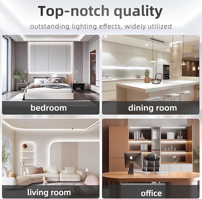 Tenmiro White LED Strip Lights 32.8ft (1200 LEDs) Super Bright 25000K Daylight White, 3Color Temperature Dimmable with Smart App & Remote Control for Bedroom Kitchen Commercial Home Lighting Decor